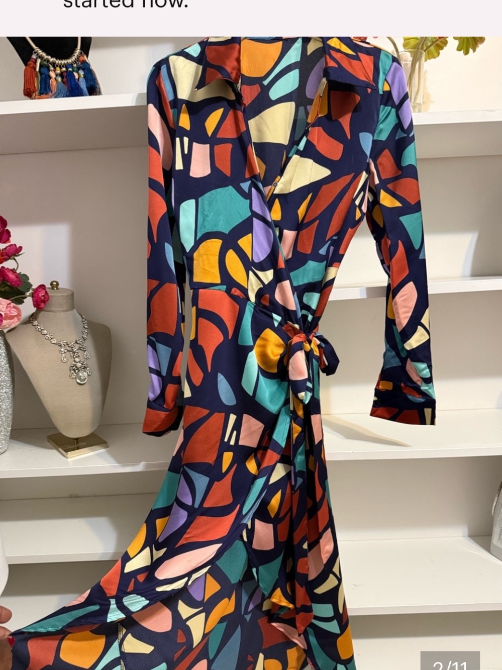 MULTICOLOR WRAP DRESS • fits a M/L 20”PTP
